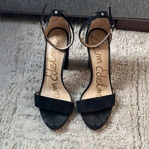 Sam Edelman Black Suede Ankle-Strap Block Heels